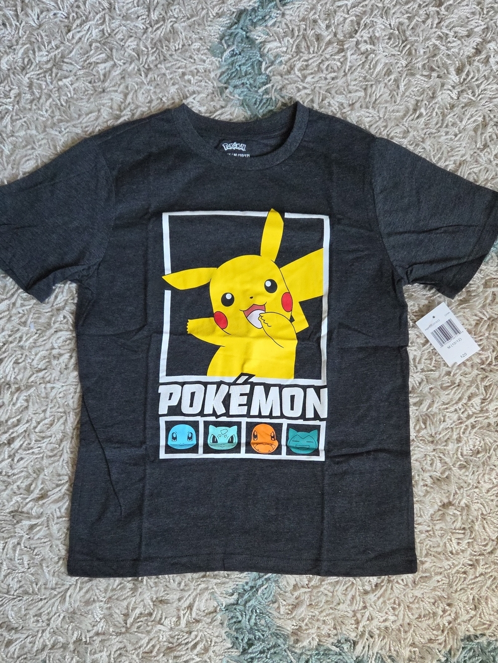 Pikachu Graphic Kids T-Shirt - Charcoal